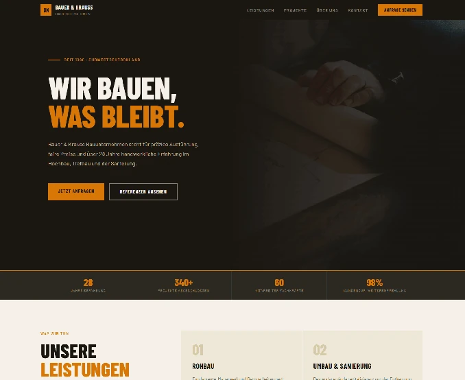 Beispiel Webseite Layout Craft